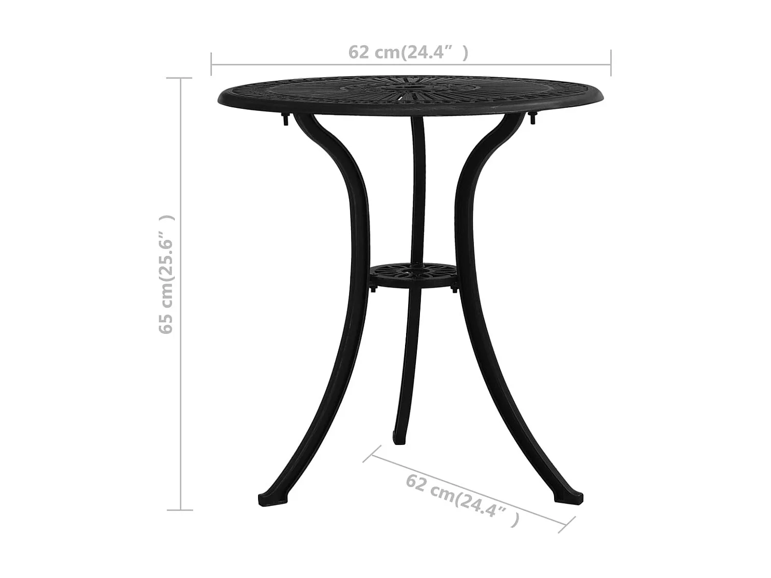 Table de jardin Noir 62x62x65 cm Aluminium coulé