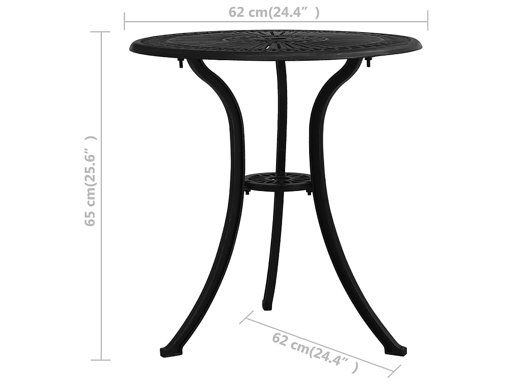 Tuintafel 62x62x65 cm gietaluminium zwart
