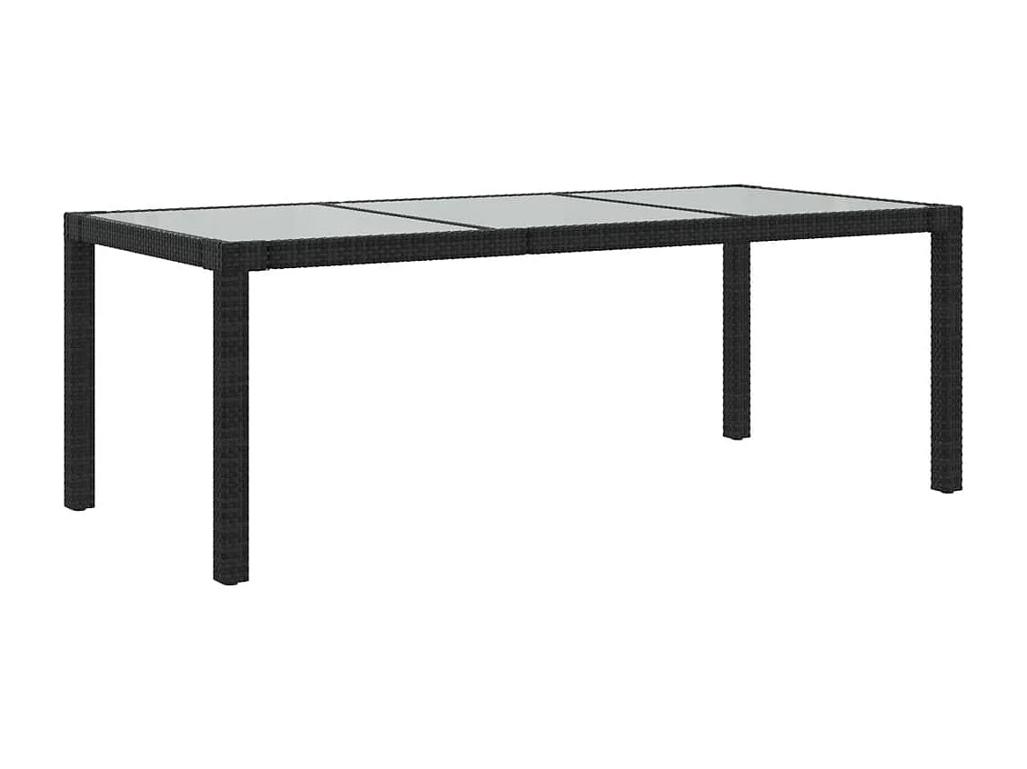 Tuintafel 190x90x75 cm gehard glas en poly rattan black