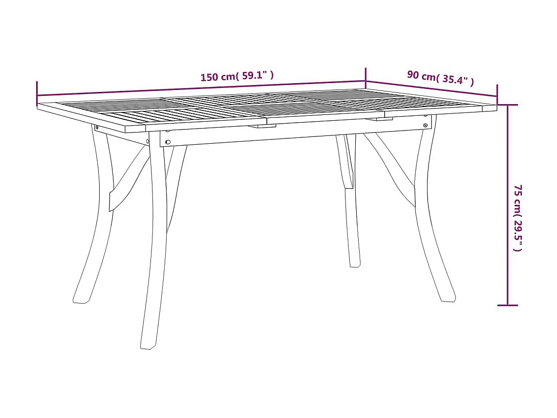 Table de jardin 150x90x75 cm Bois d'acacia solide