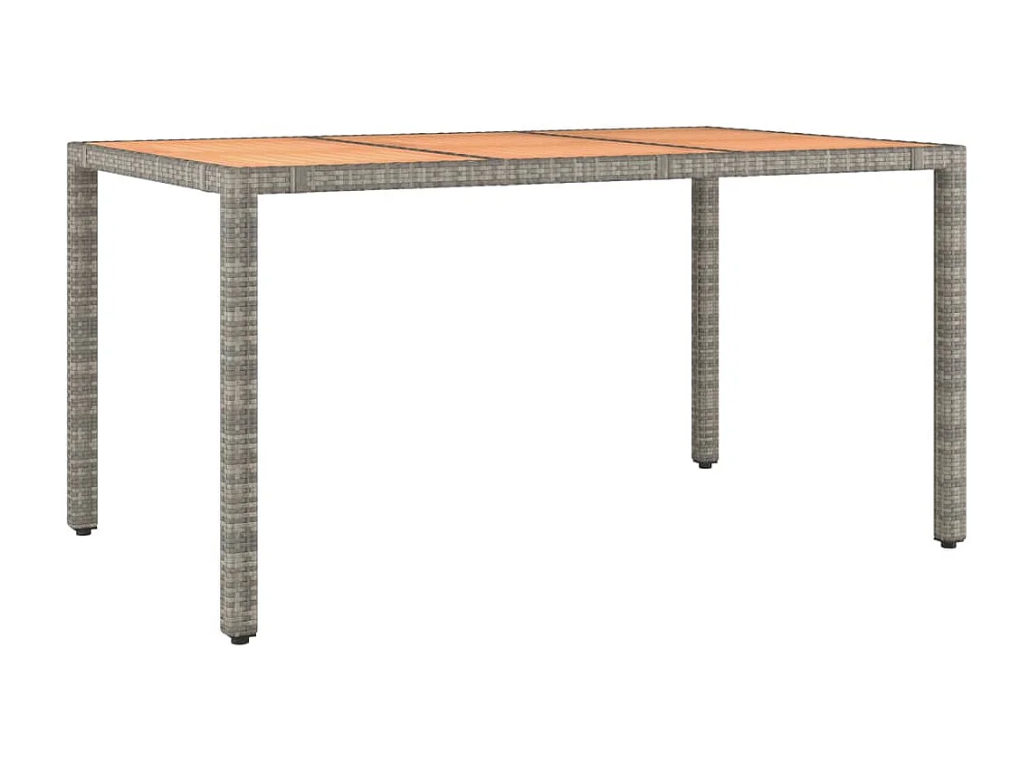 Tuintafel met houten blad poly ratten en acaciahout grijs