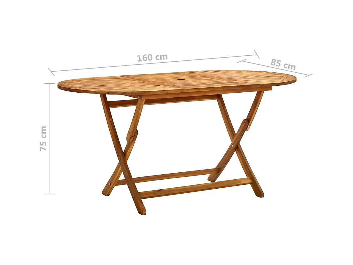 Tuintafel inklapbaar 160x85x75 cm massief acaciahout