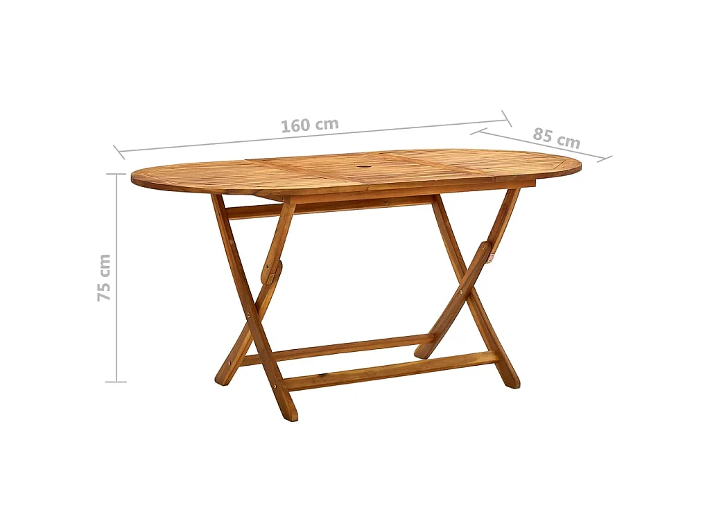 Tuintafel inklapbaar 160x85x75 cm massief acaciahout