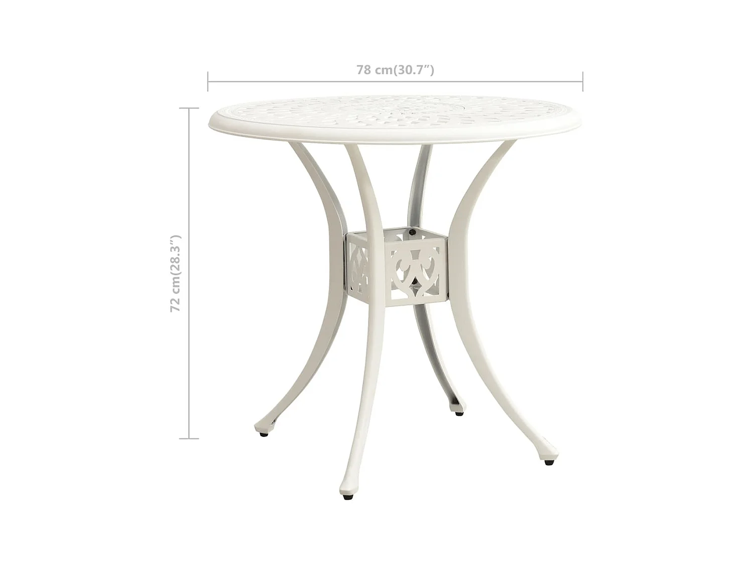 Tavolo da Giardino Bianco 78x78x72 cm in Alluminio Pressofuso