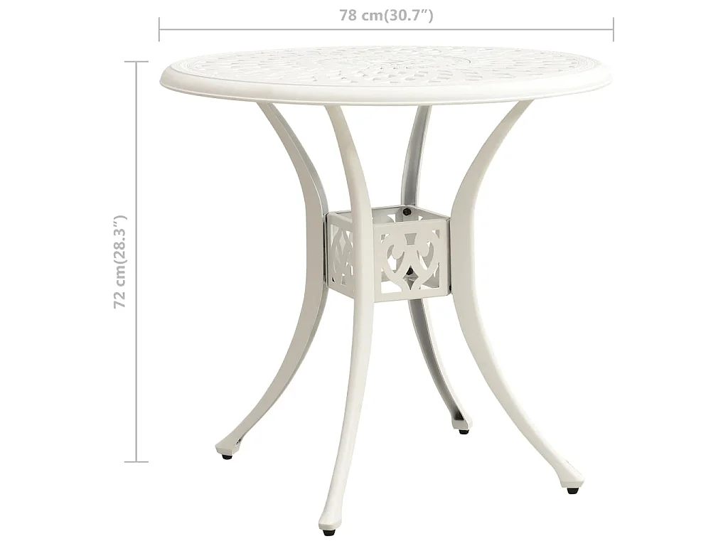 Table de jardin Blanc 78x78x72 cm Aluminium coulé