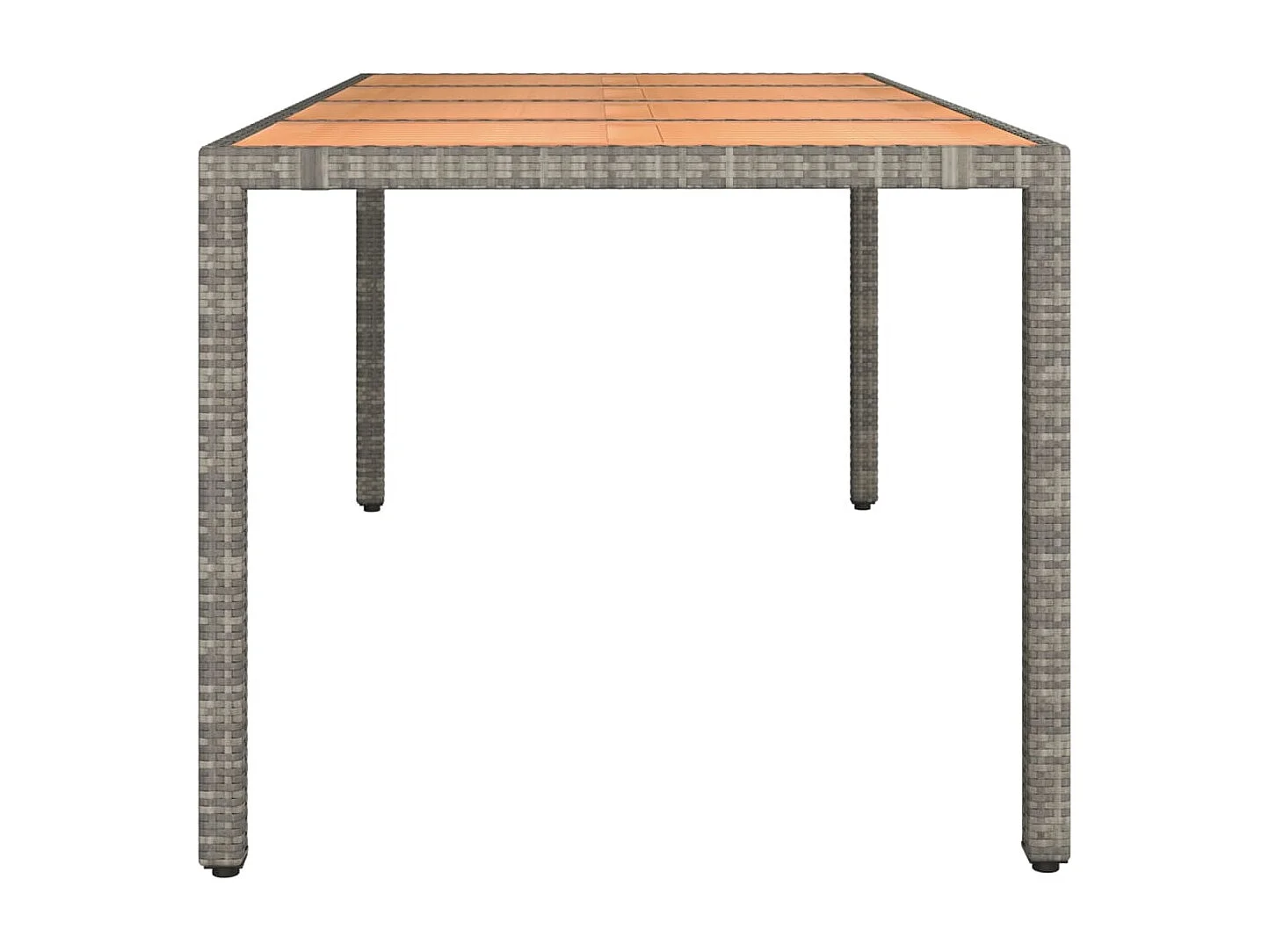 Mesa de jardín ratán PE gris y superficie madera maciza acacia