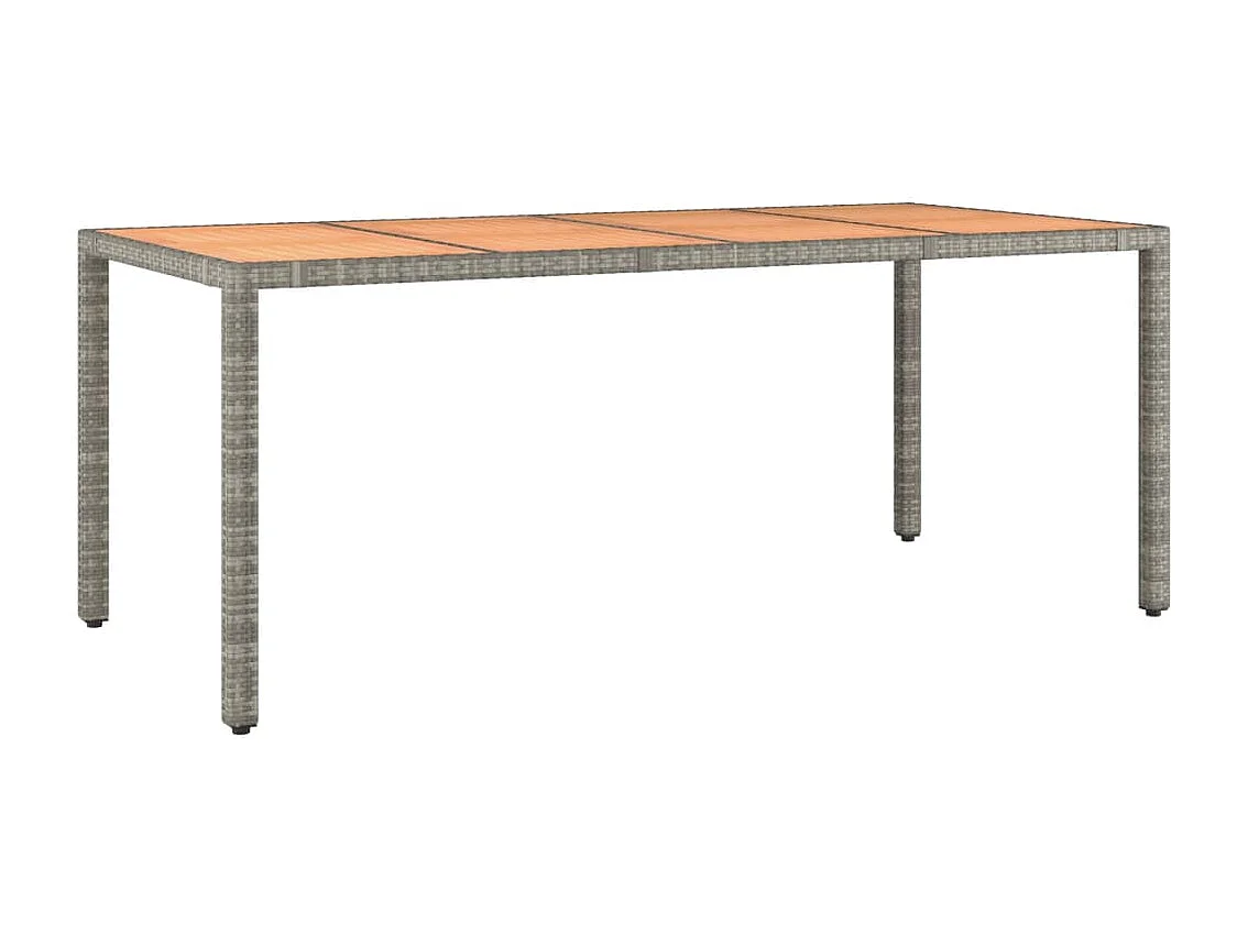 Tuintafel met houten blad poly ratten en acaciahout grijs