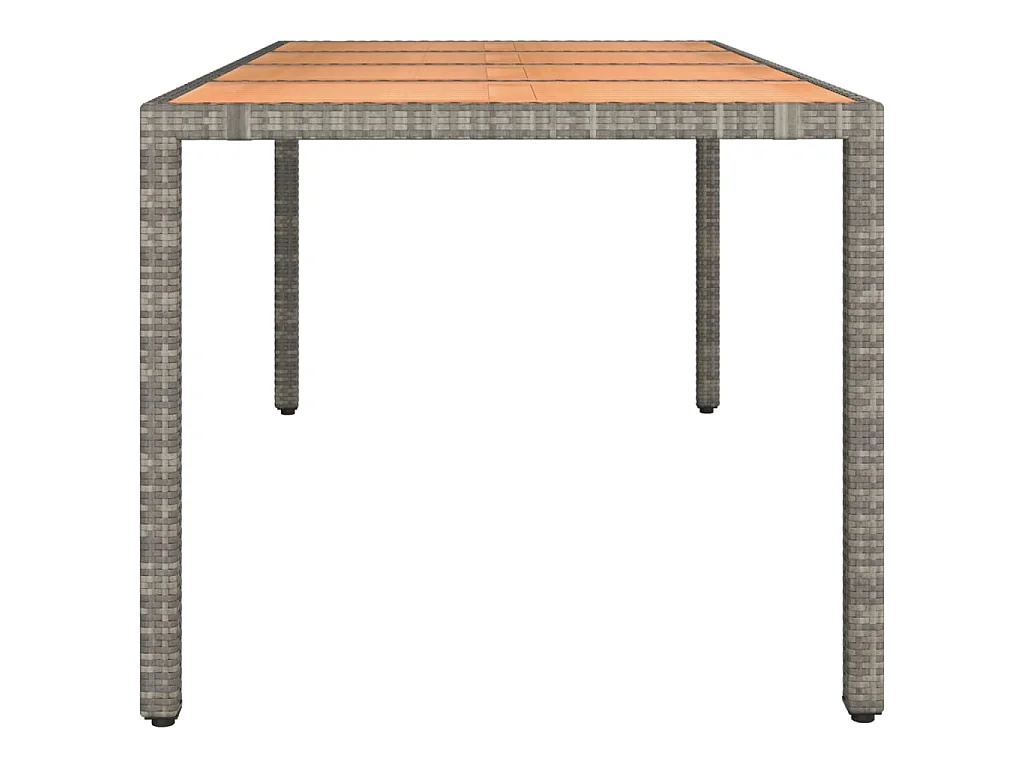 Tuintafel met houten blad poly ratten en acaciahout grijs