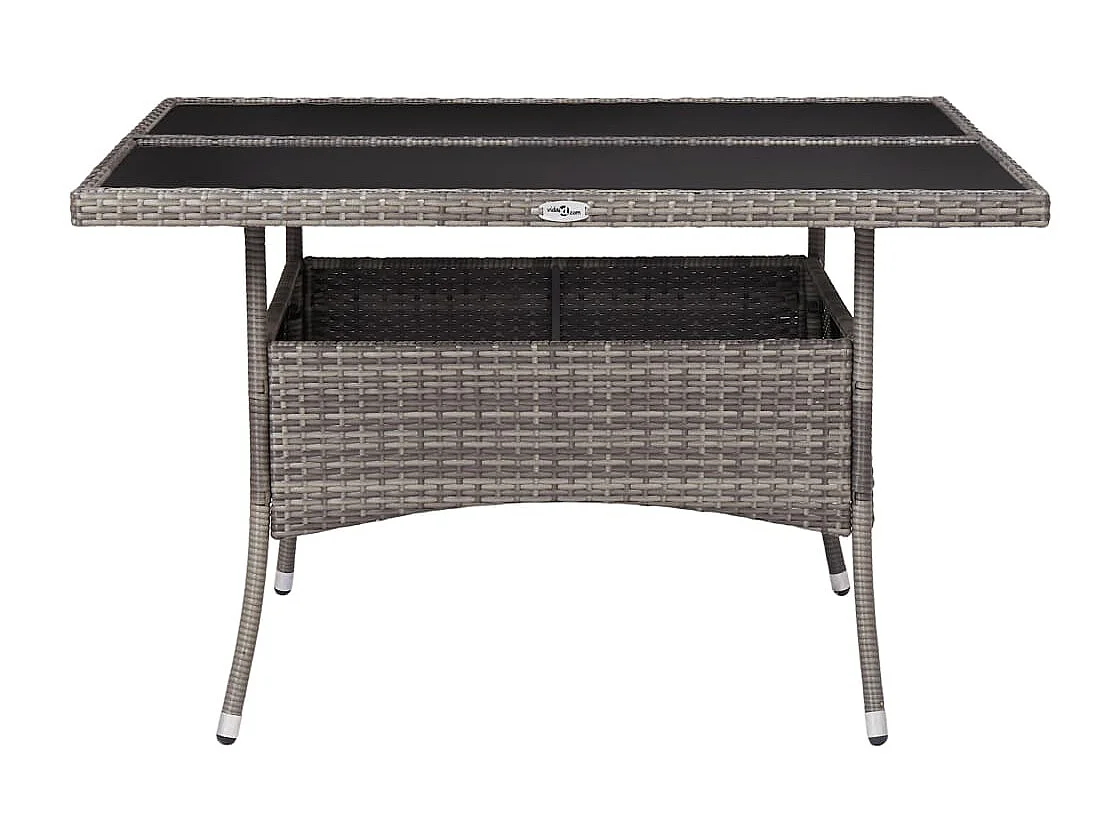 Garten-Esstisch Grau Poly Rattan und Glas