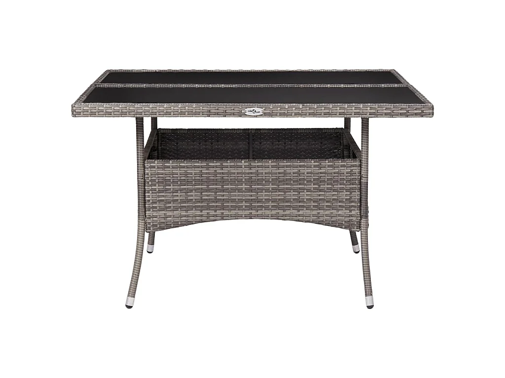 Tuintafel poly rattan en glas grijs
