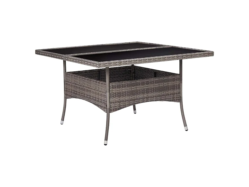 Tavolo da Pranzo per Giardino in Polyrattan Grigio e Vetro