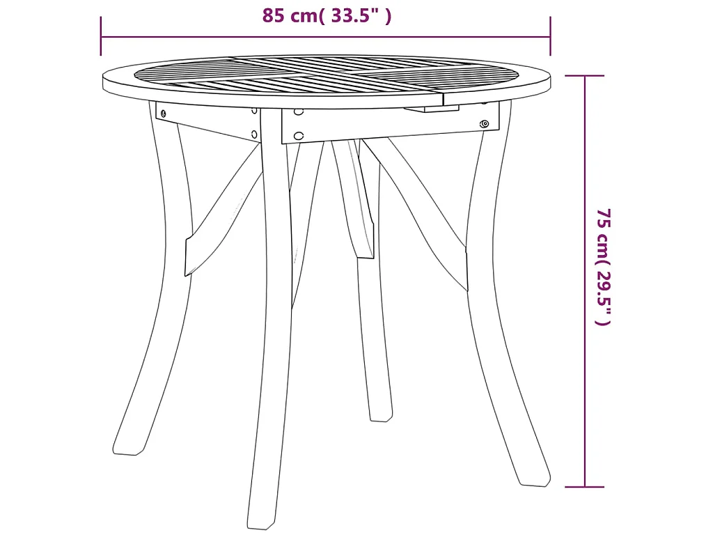 Mesa de jardín madera maciza de acacia Ø85 cm