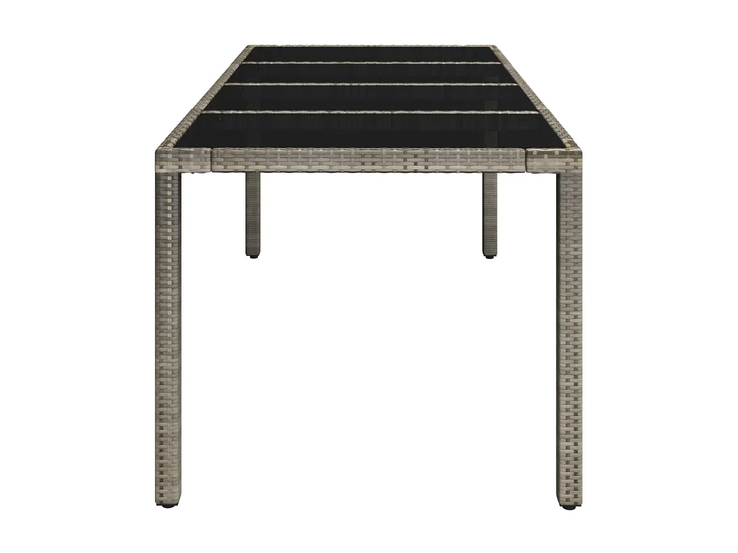 Gartentisch mit Glasplatte Grau 190x90x75 cm Poly Rattan