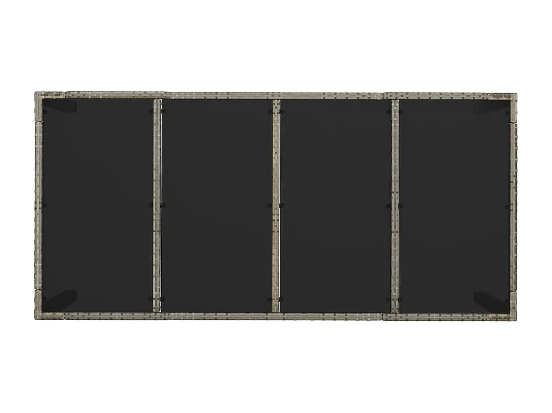 Mesa de jardim com tampo de vidro 190x90x75 cm vime PE cinza