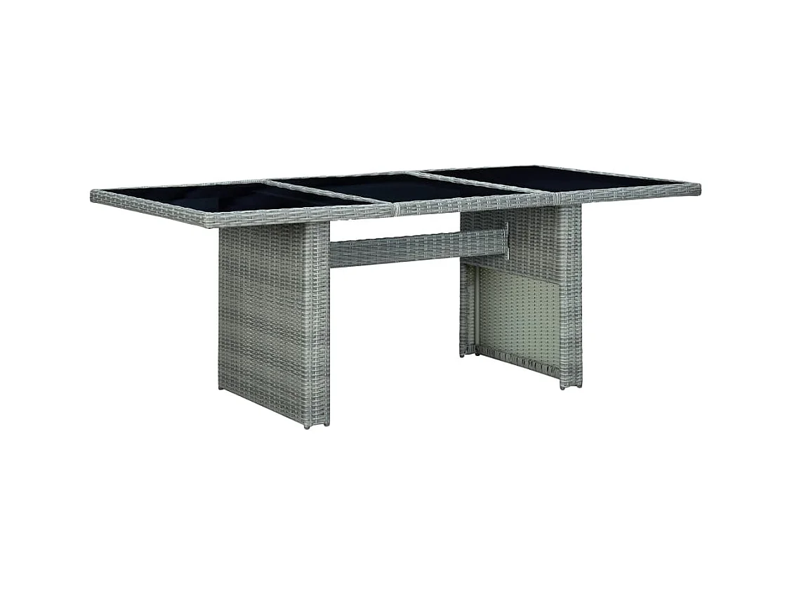 Table de jardin Gris clair Résine tressée et verre trempé