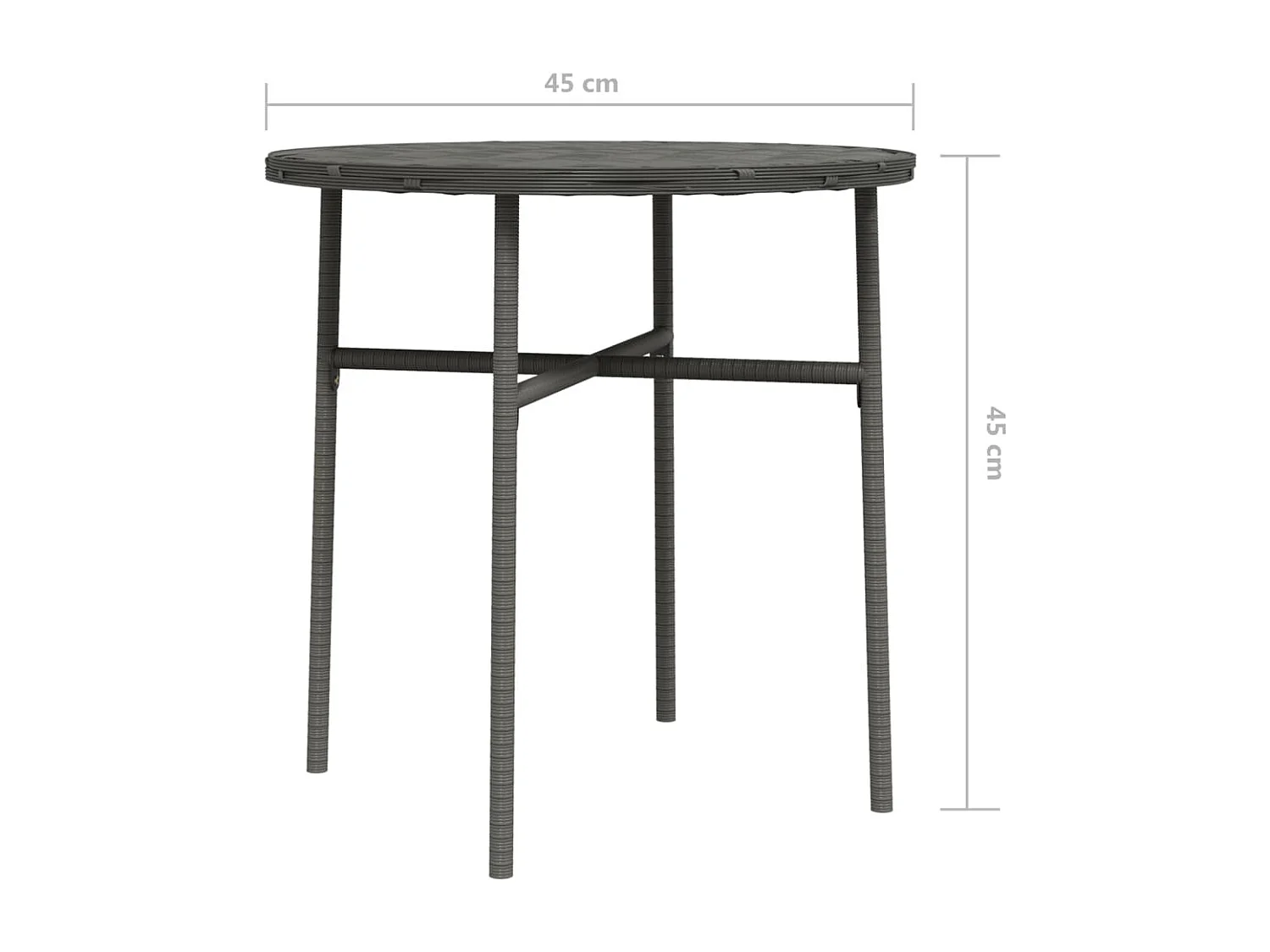 Salontafel 45 cm poly rattan grijs
