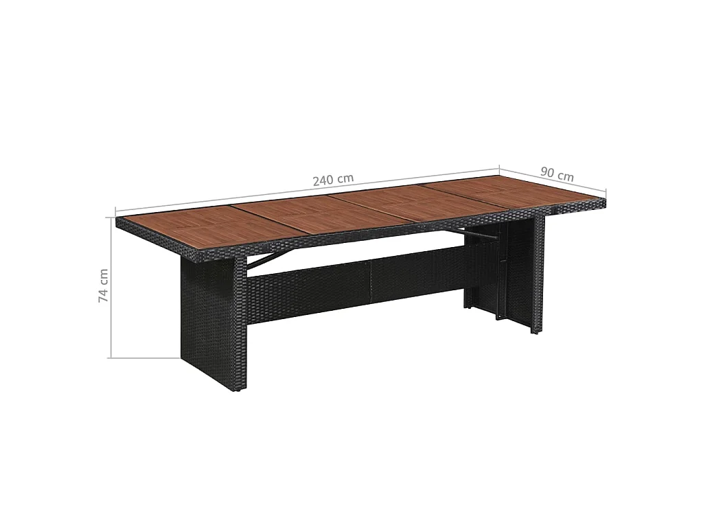 Table de jardin 240x90x74 cm Résine tressée et bois d'acacia