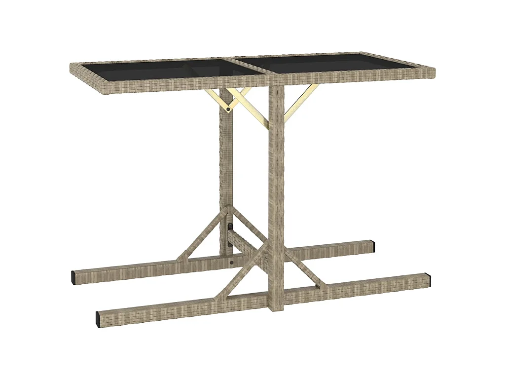 Tuintafel 110x53x72 cm glas en poly rattan beige