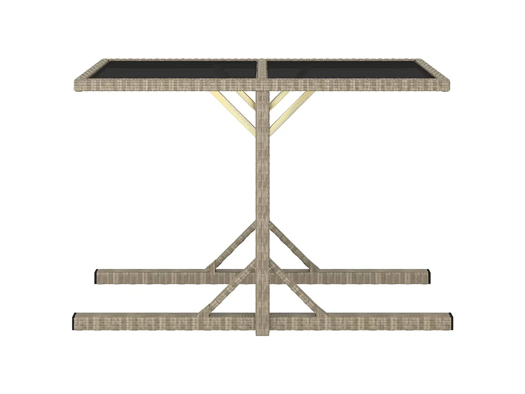 Tuintafel 110x53x72 cm glas en poly rattan beige