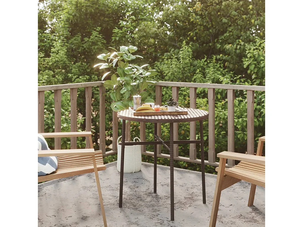 Table à thé Marron 45 cm Résine tressée