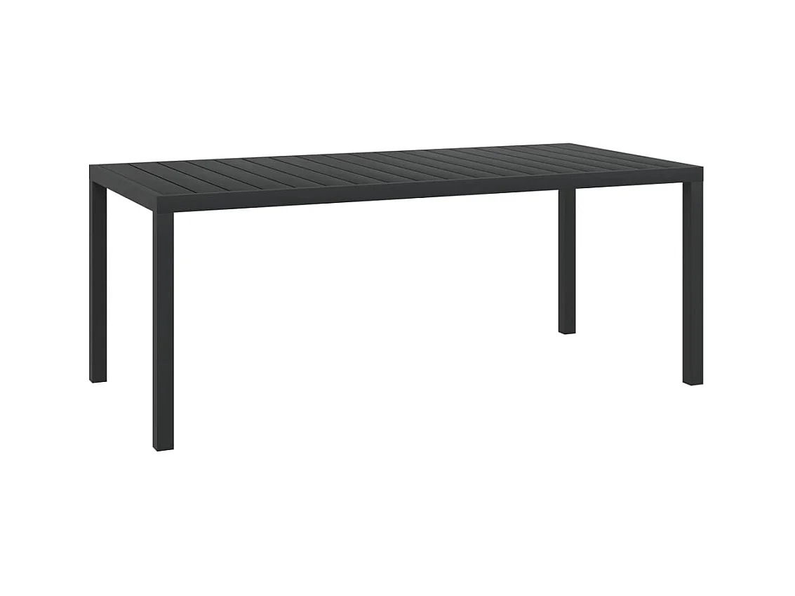 Tavolo da Giardino Nero 185x90x74 cm in Alluminio e WPC