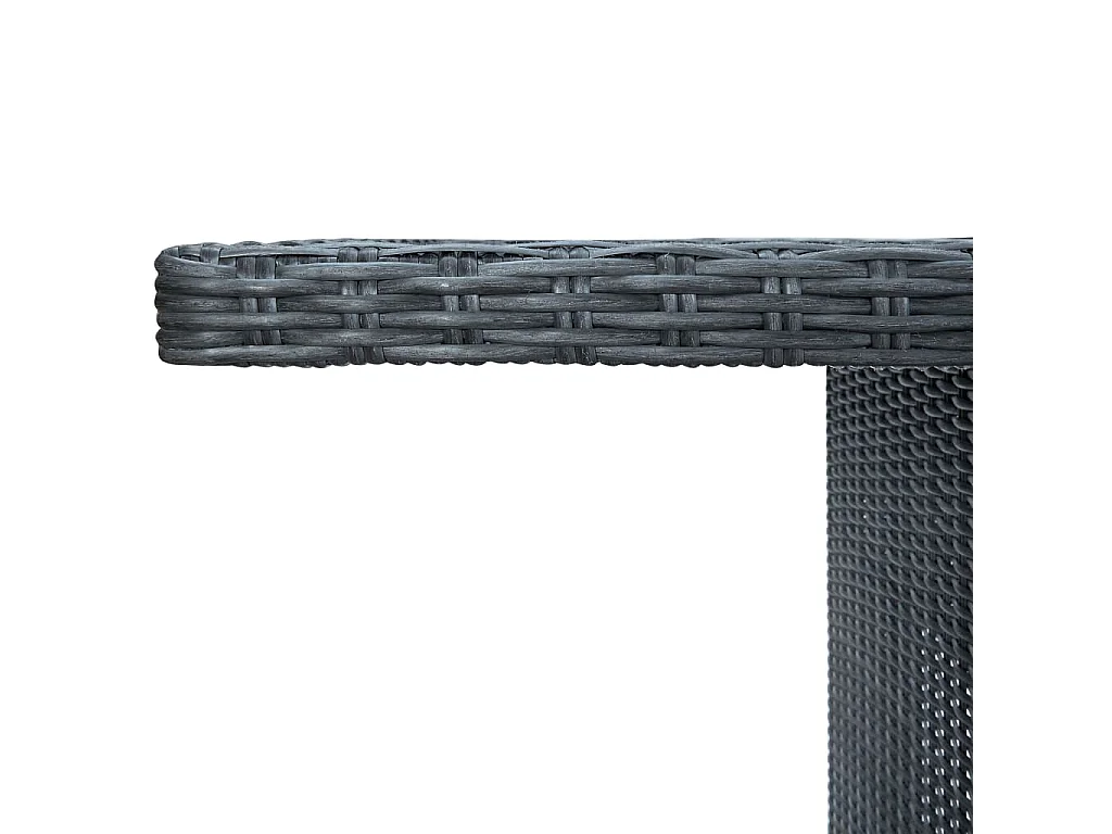 Mesa de jardín de ratán sintético y vidrio templado gris oscuro