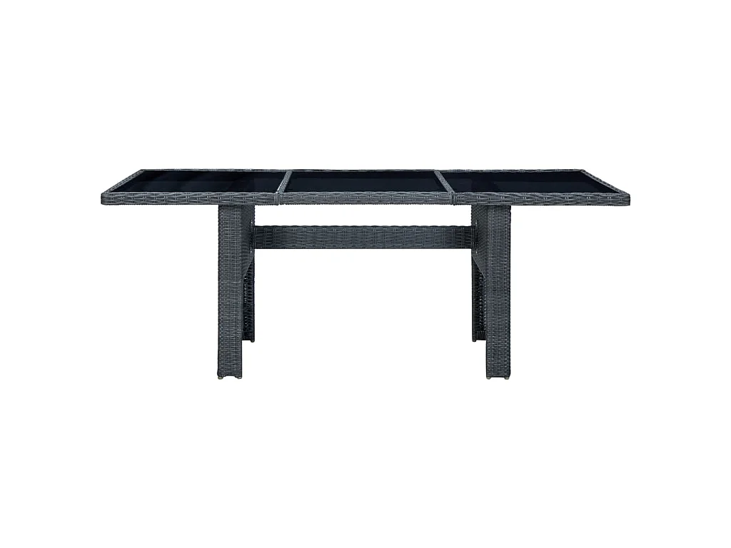 Tuintafel poly rattan en gehard glas donkergrijs