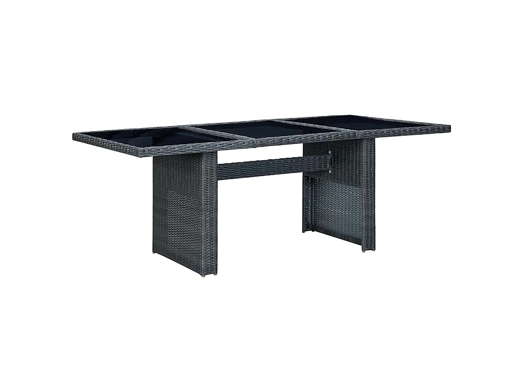Table de jardin Gris foncé Résine tressée et verre trempé