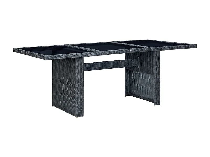 Tuintafel poly rattan en gehard glas donkergrijs