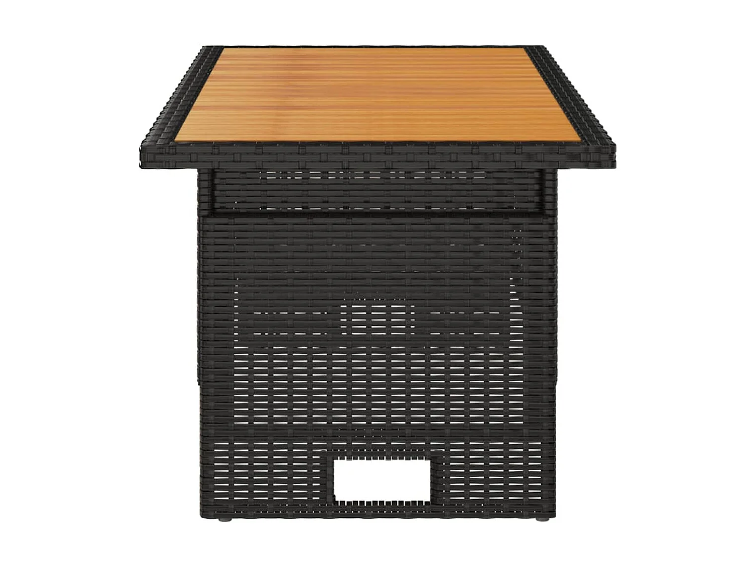 Table de jardin noir 100x50x43/63 cm acacia et résine tressée