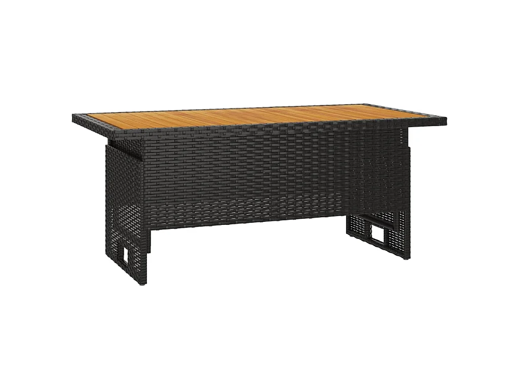 Tuintafel 100x50x43/63 cm acaciahout en poly rattan zwart