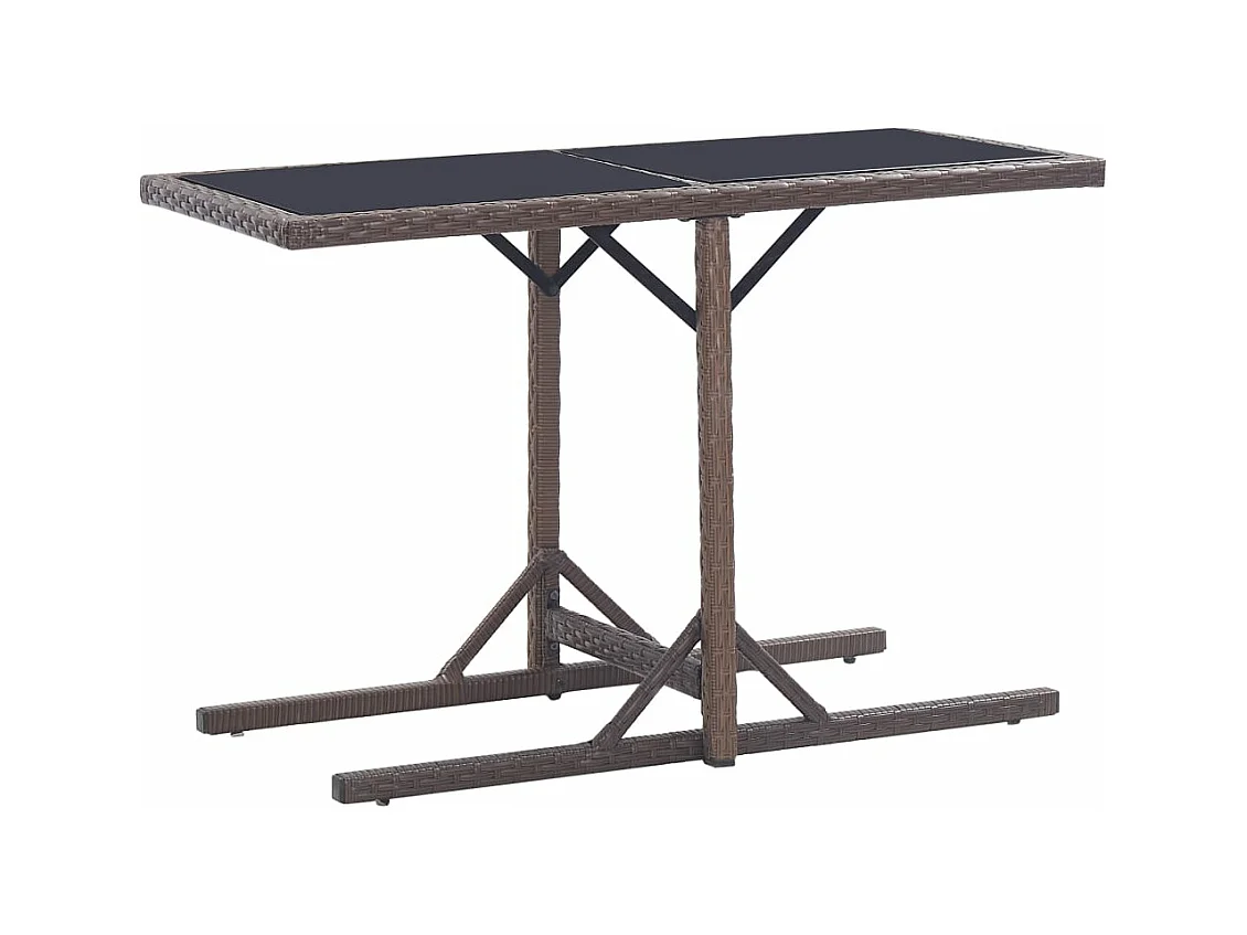 Table de jardin Marron 110x53x72 cm Verre et résine tressée