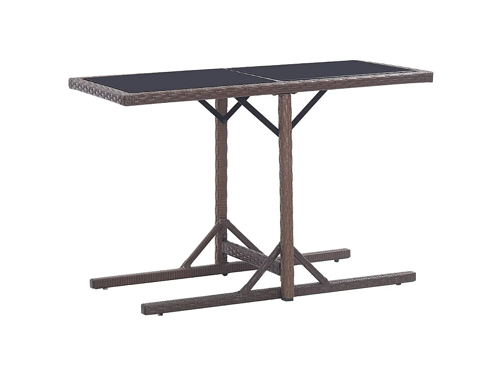 Tuintafel 110x53x72 cm glas en poly rattan bruin