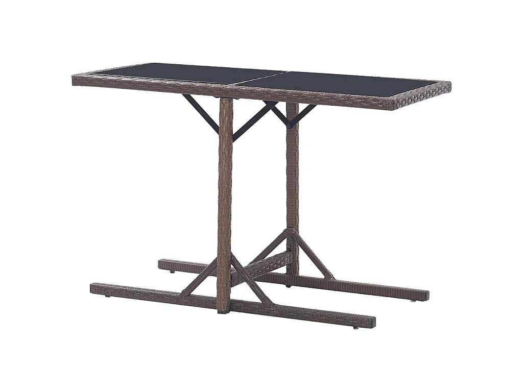 Tuintafel 110x53x72 cm glas en poly rattan bruin