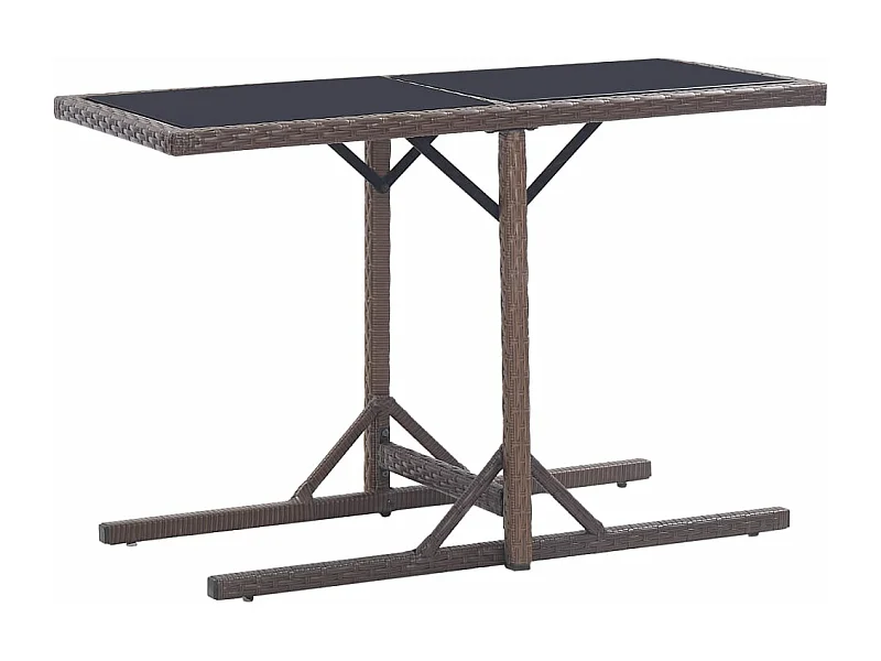 Table de jardin Marron 110x53x72 cm Verre et résine tressée