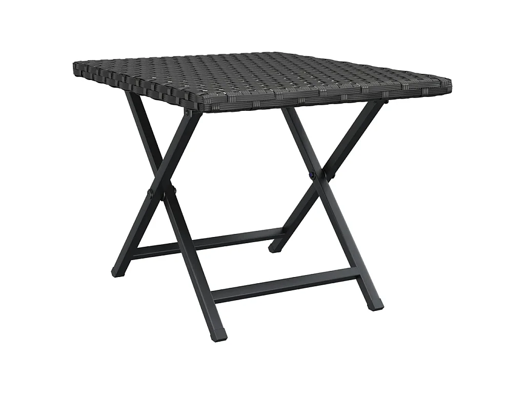 Table pliable noir 45x35x32 cm résine tressée