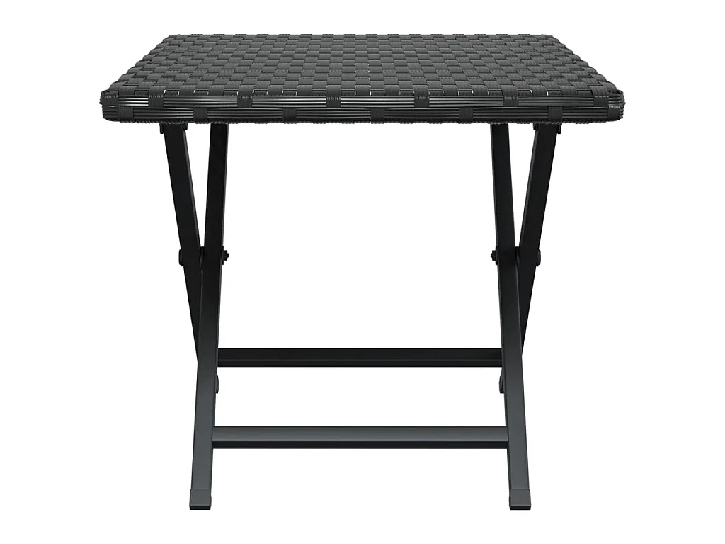 Table pliable noir 45x35x32 cm résine tressée