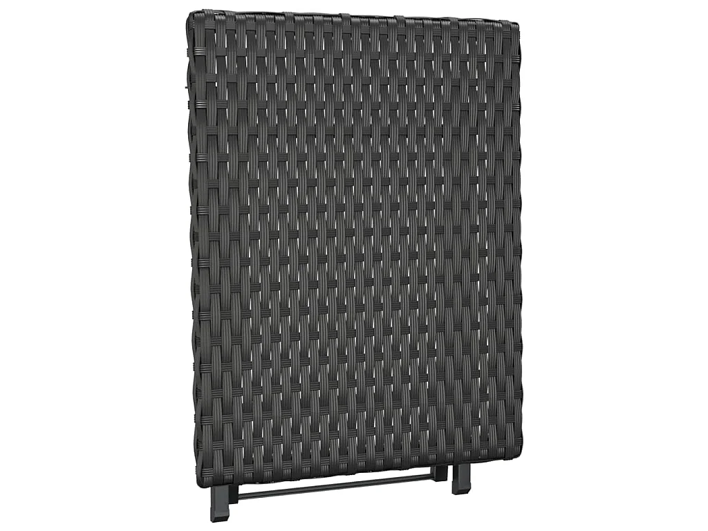 Table pliable noir 45x35x32 cm résine tressée