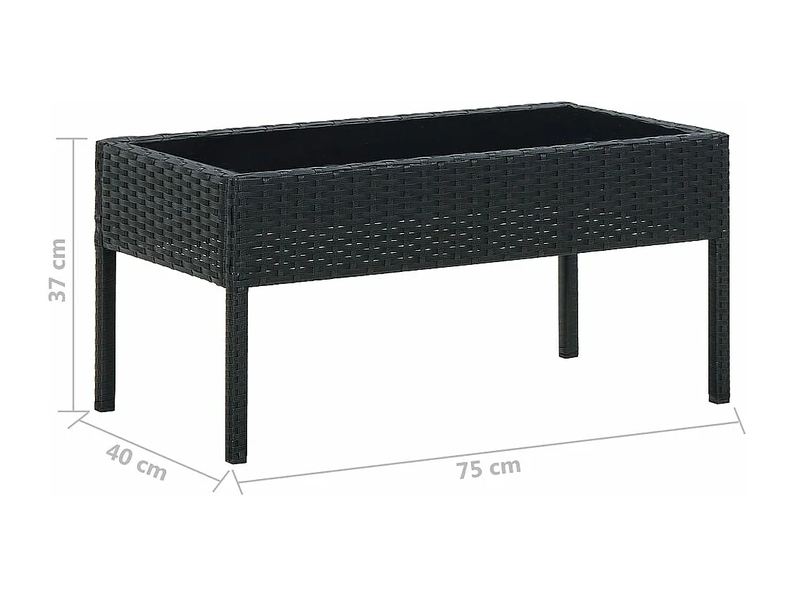 Mesa de jardim 75x40x37 vime PE preto