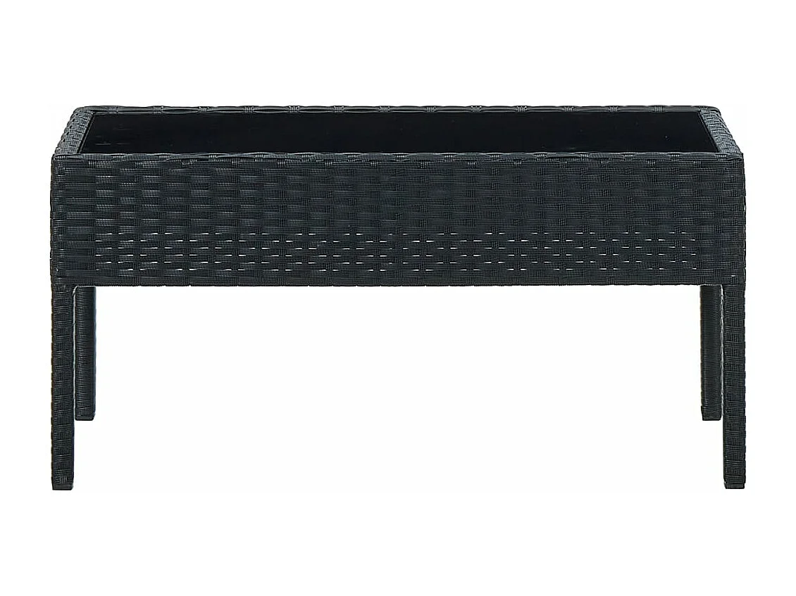 Table de jardin Noir 75x40x37 cm Résine tressée
