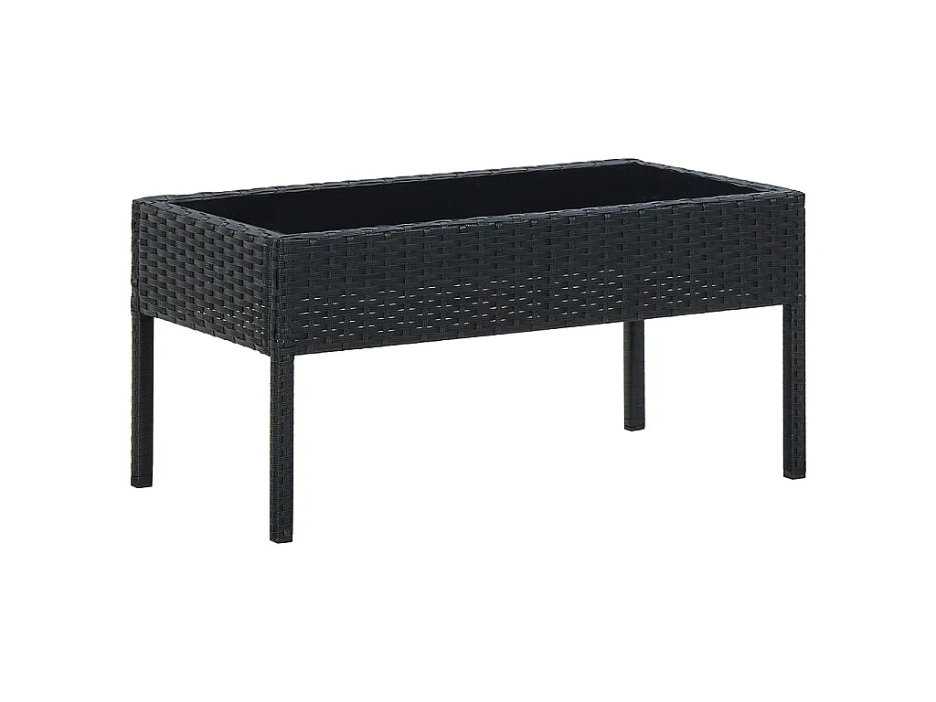 Tavolo da Giardino Nero 75x40x37 cm in Polyrattan