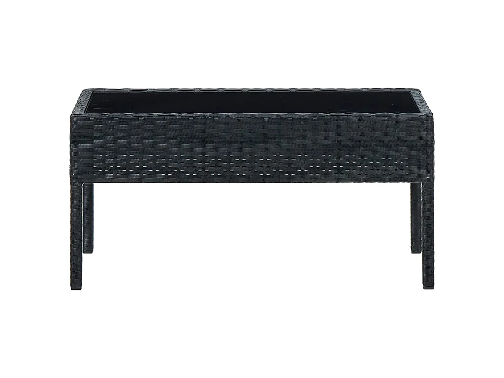 Tavolo da Giardino Nero 75x40x37 cm in Polyrattan