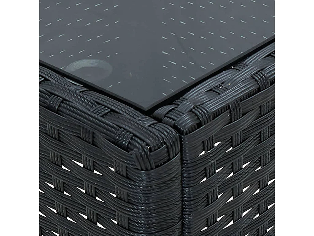 Tavolo da Giardino Nero 75x40x37 cm in Polyrattan