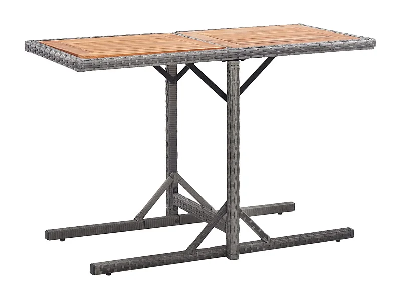 Gartentisch Anthrazit Poly Rattan und Massivholz Akazie