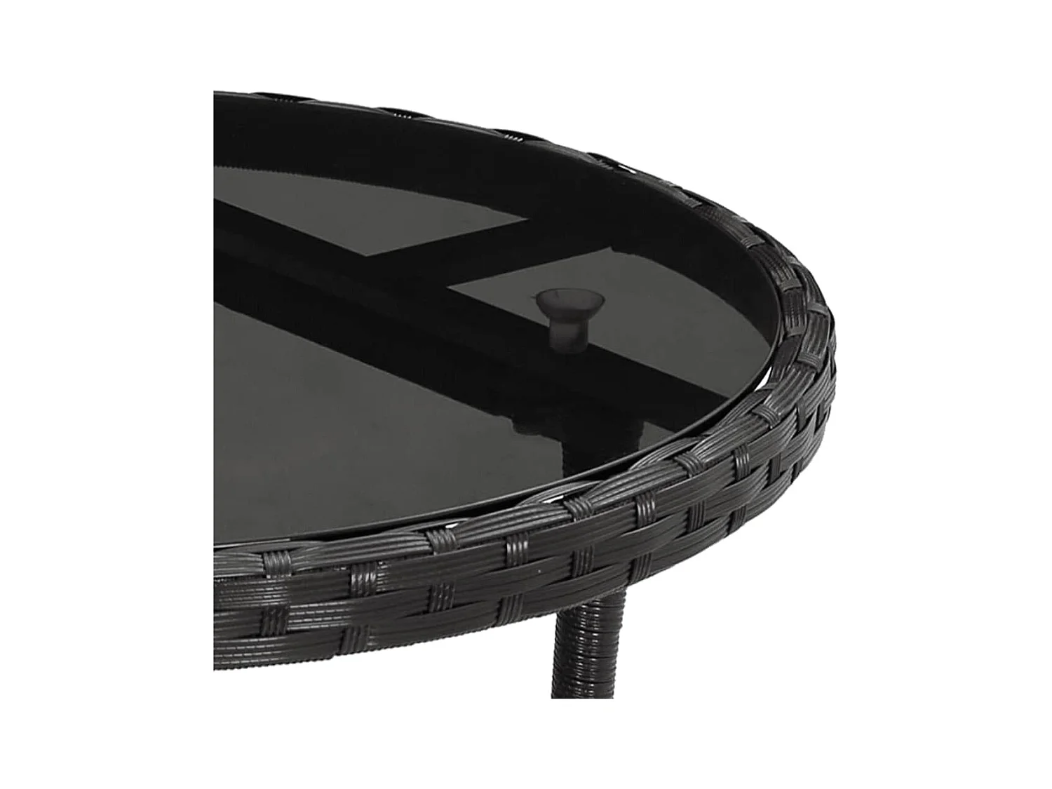 Tuintafel Ø60x75 cm gehard glas en poly rattan zwart