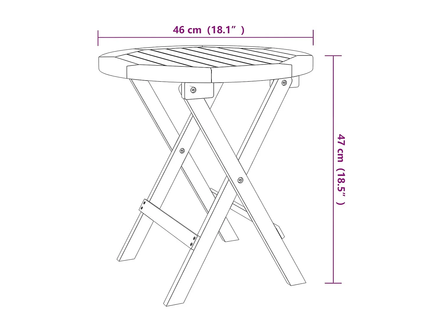 Bistrotafel Ø46x47 cm massief acaciahout