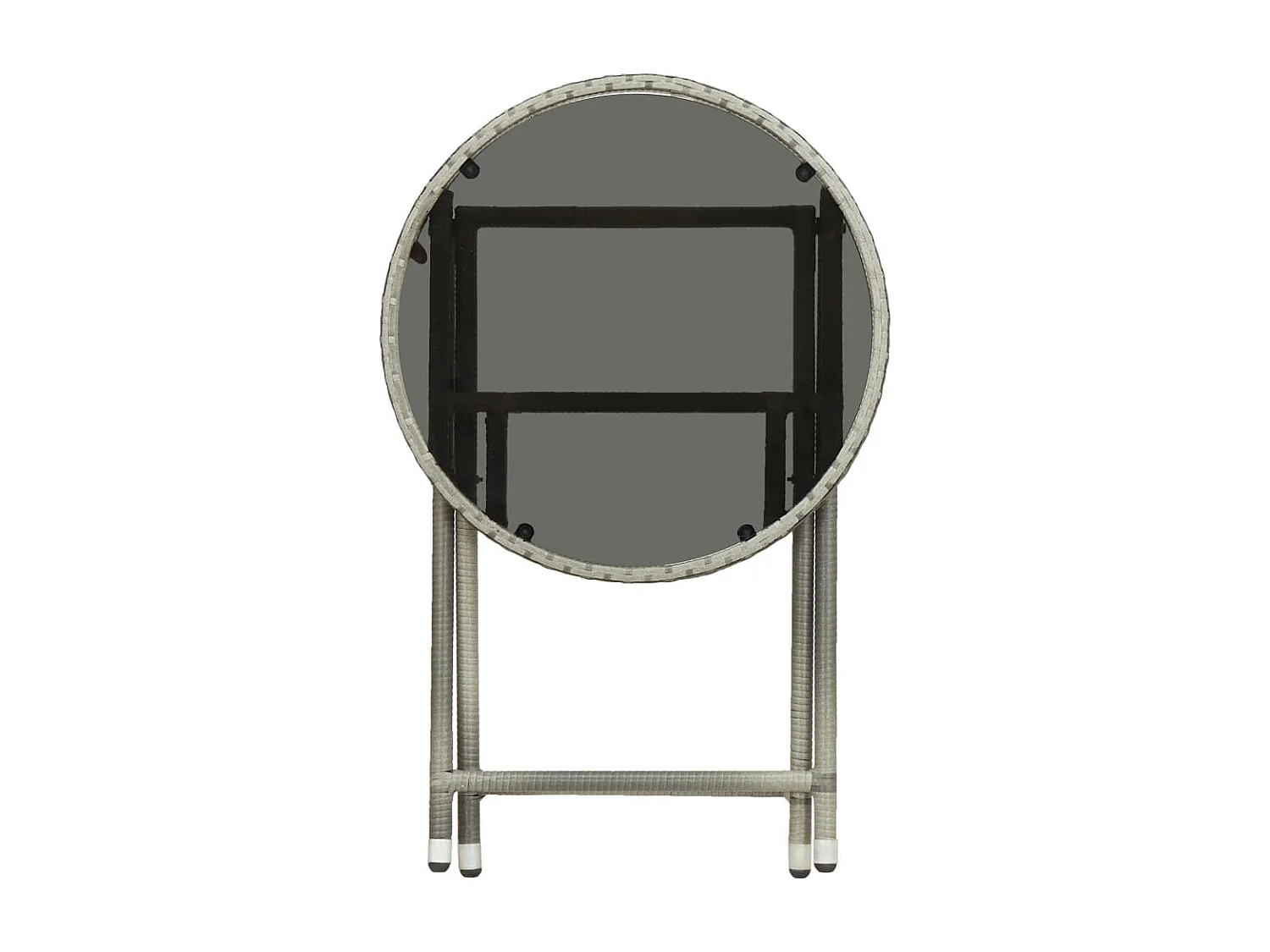 Tavolino da Caffè Grigio 60 cm in Polyrattan e Vetro Temperato