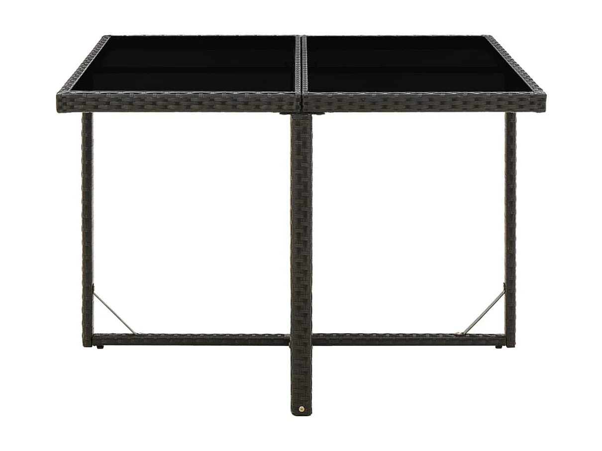 Mesa de jardín ratán sintético y vidrio negra 109x107x74 cm