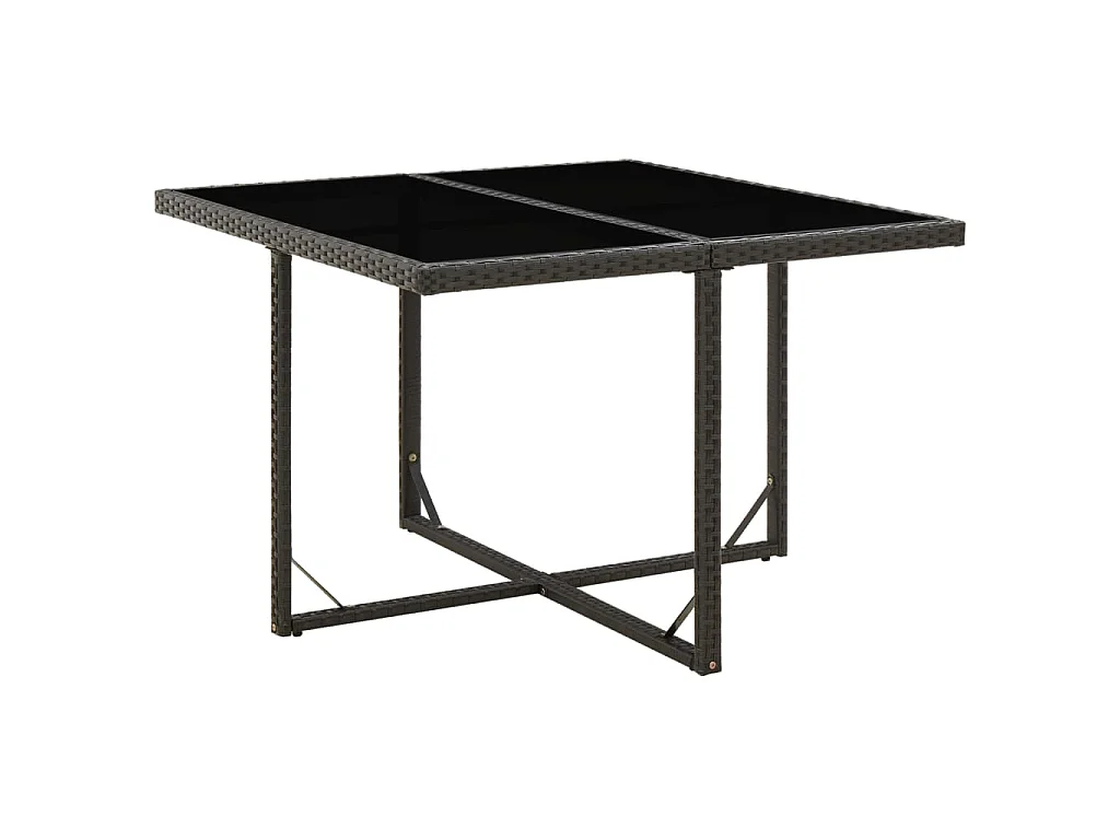 Tuintafel 109x107x74 cm poly rattan en glas zwart