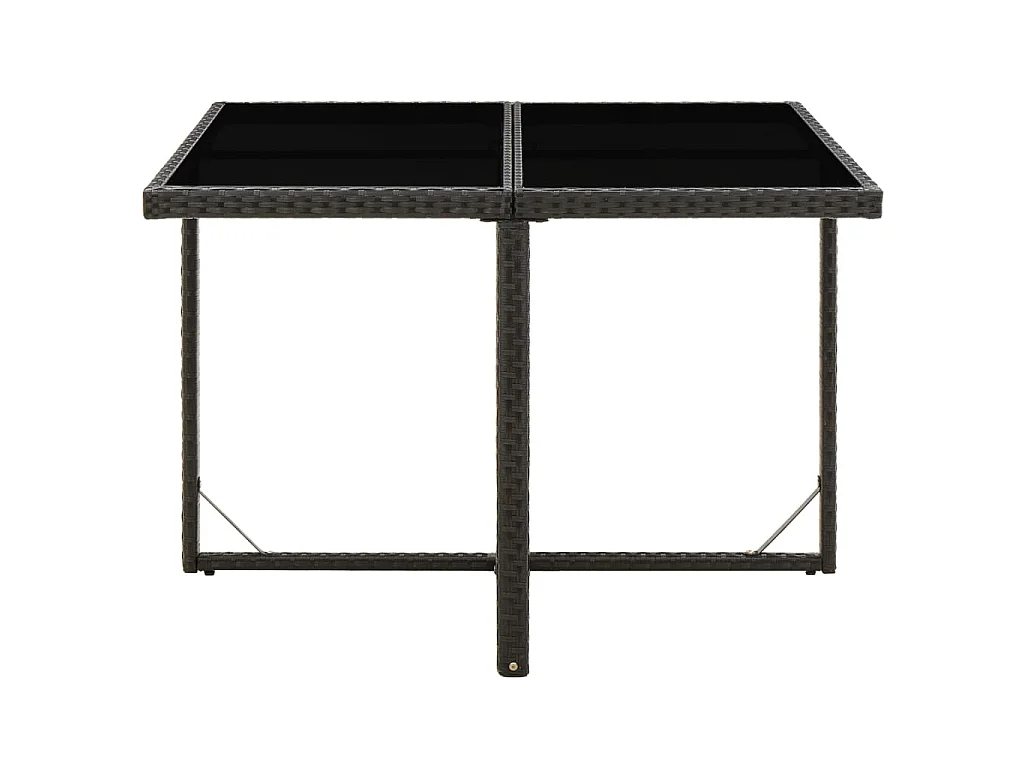 Tuintafel 109x107x74 cm poly rattan en glas zwart